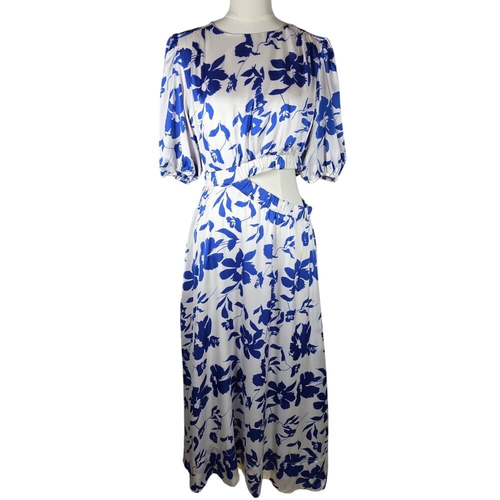 Petal & Pup S Aminah Puff Sleeve Maxi Dress w/Side Cutout & Back Zip